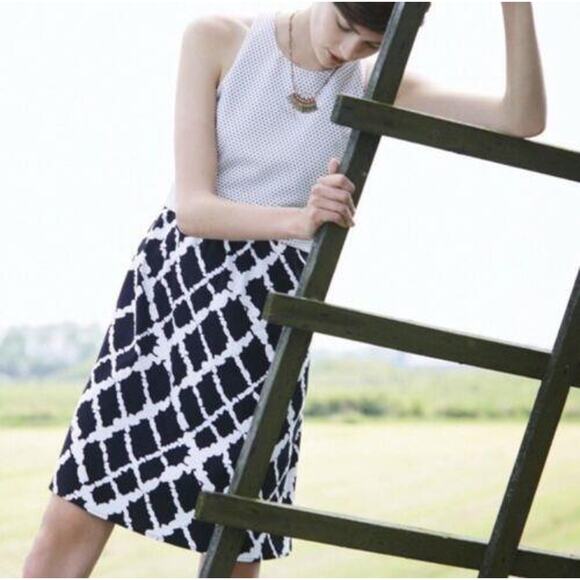 ANTHROPOLOGIE TABITHA sz 4 Aleida black white structured contrast patterns dress - Picture 2 of 9